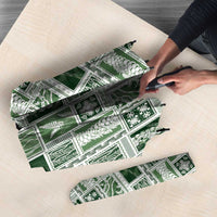 Vintage Aloha Block Quilt Umbrella Green Inspired Lei Motifs - Polynesian Pride