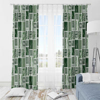 Vintage Aloha Block Quilt Window Curtain Green Inspired Lei Motifs - Polynesian Pride