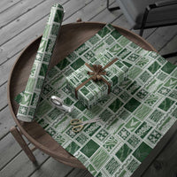 Vintage Aloha Block Quilt Wrapping Paper Green Inspired Lei Motifs - Polynesian Pride