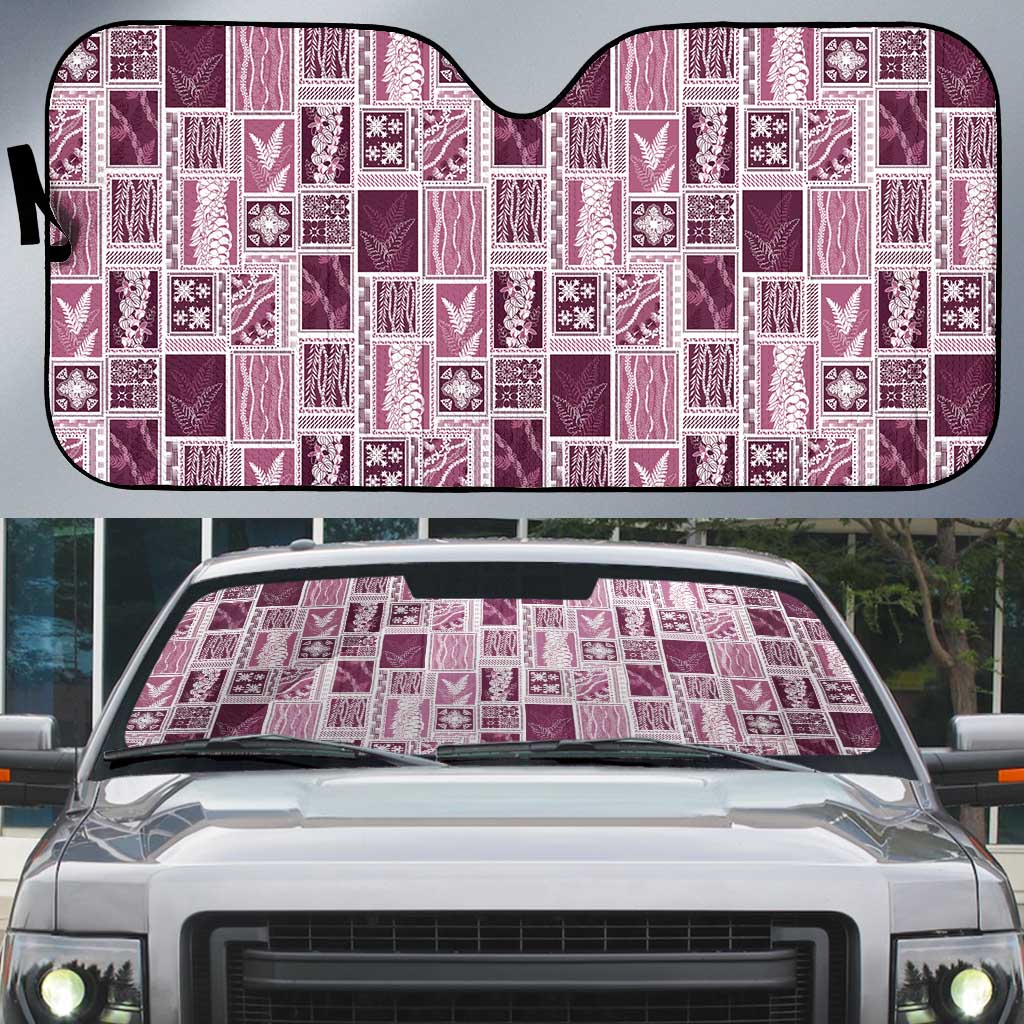 Vintage Aloha Block Quilt Auto Sun Shade Pink Inspired Lei Motifs - Polynesian Pride