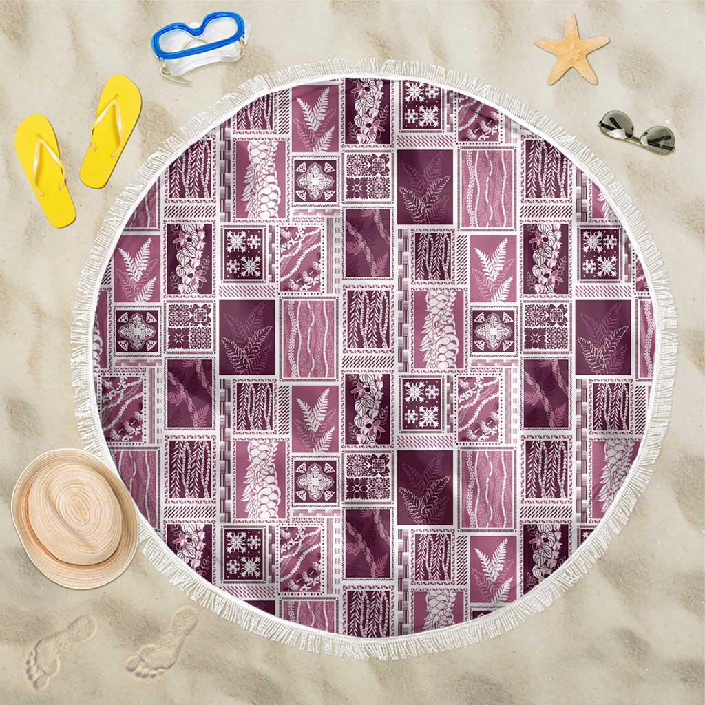 Vintage Aloha Block Quilt Beach Blanket Pink Inspired Lei Motifs - Polynesian Pride