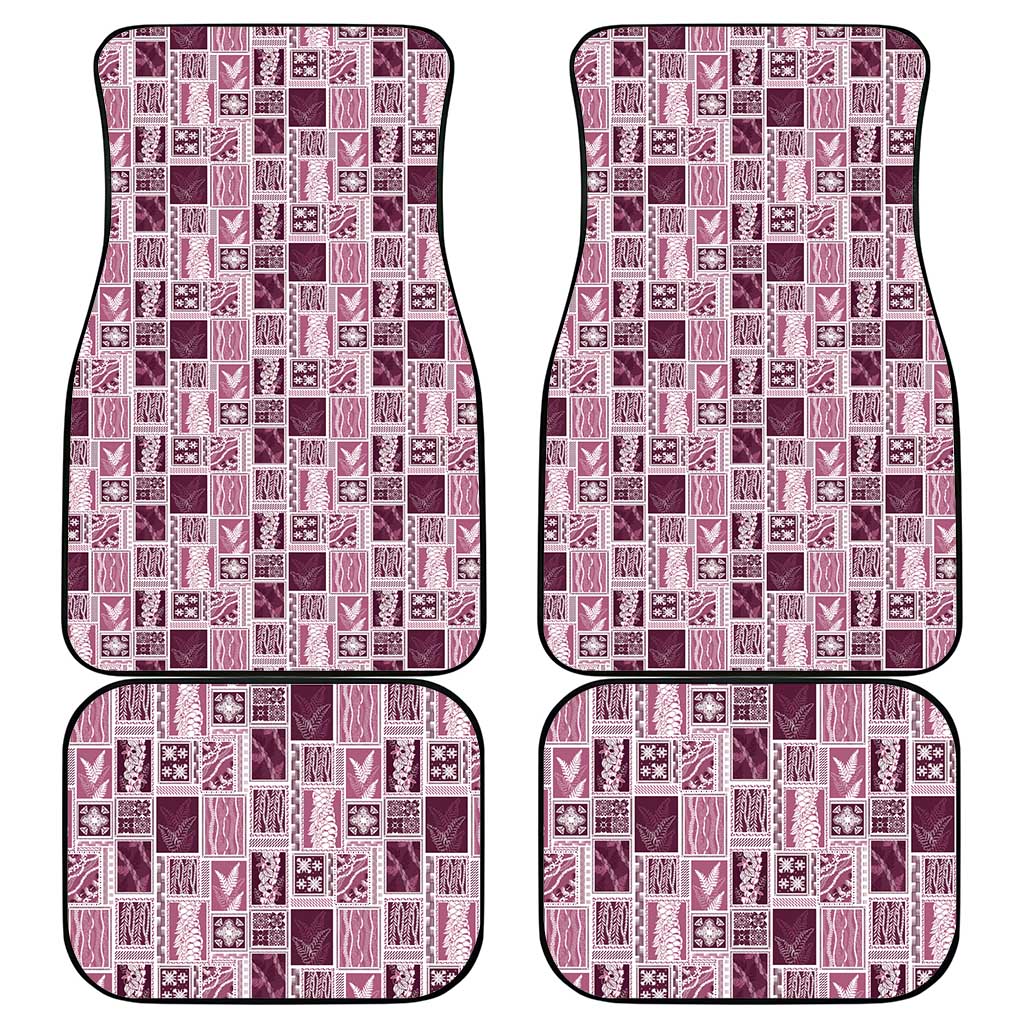 Vintage Aloha Block Quilt Car Mats Pink Inspired Lei Motifs - Polynesian Pride