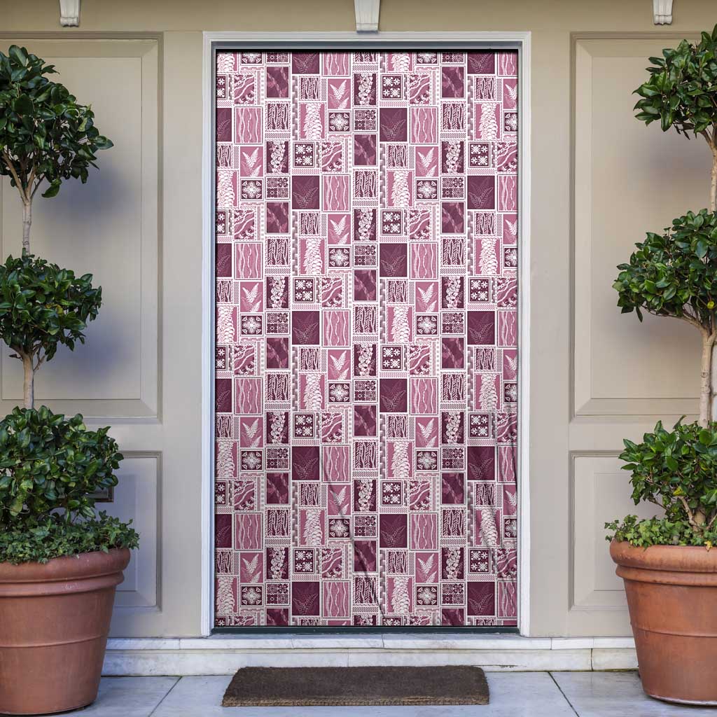 Vintage Aloha Block Quilt Door Cover Pink Inspired Lei Motifs - Polynesian Pride