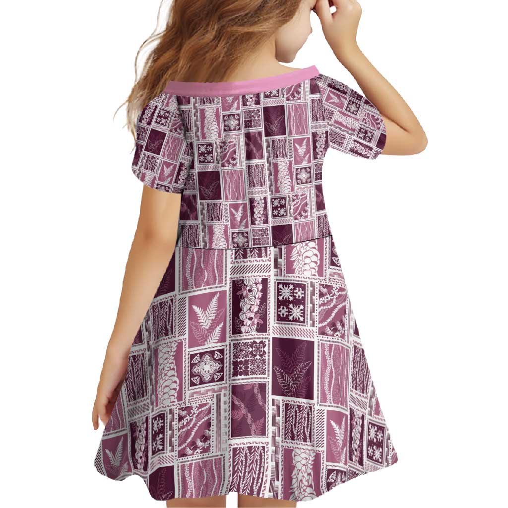 Vintage Aloha Block Quilt Family Matching Mermaid Dress and Hawaiian Shirt Pink Inspired Lei Motifs - Polynesian Pride