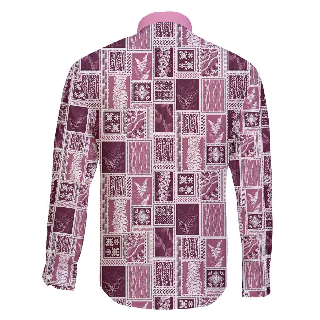 Vintage Aloha Block Quilt Family Matching Tank Maxi Dress and Hawaiian Shirt Pink Inspired Lei Motifs - Polynesian Pride