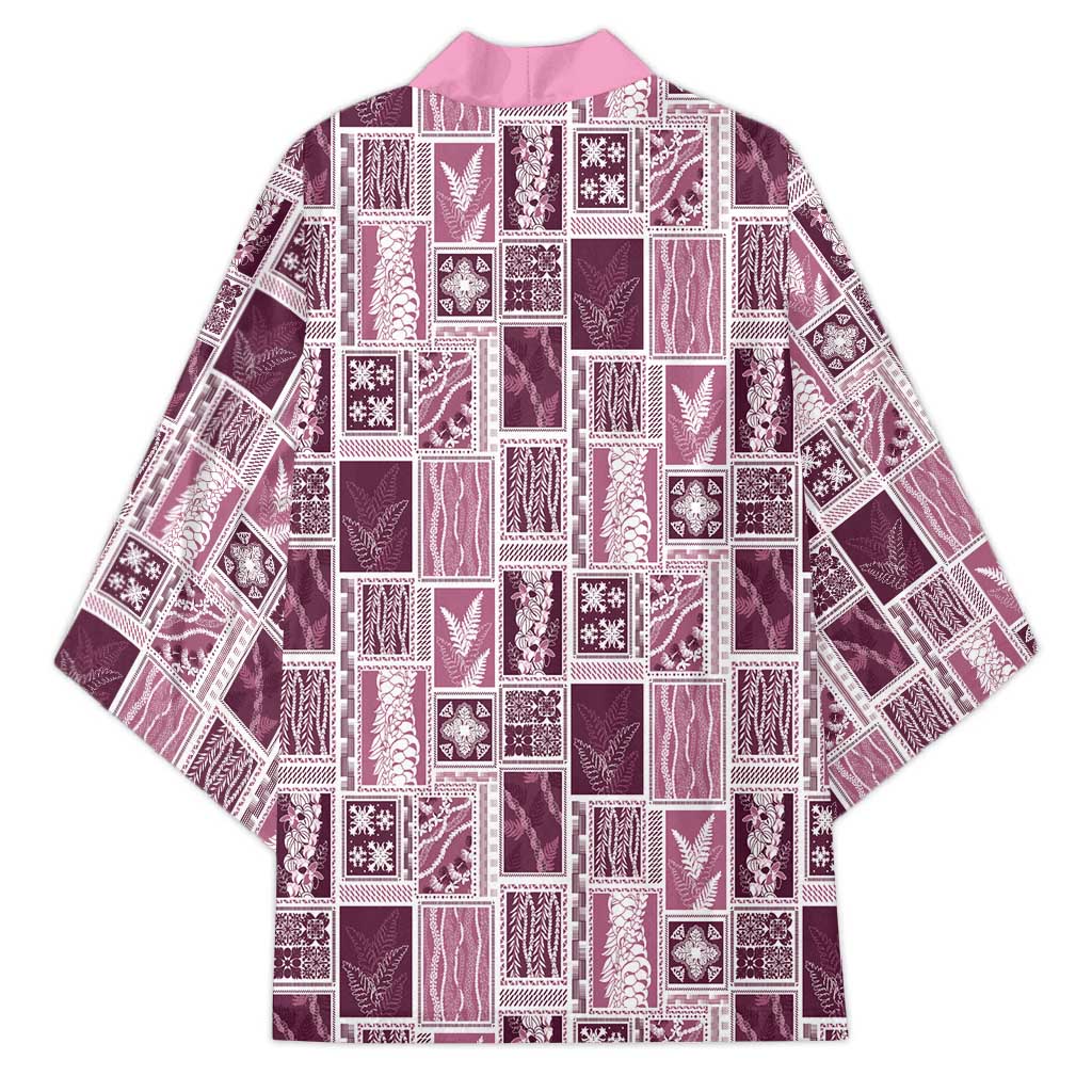 Vintage Aloha Block Quilt Kimono Pink Inspired Lei Motifs - Polynesian Pride