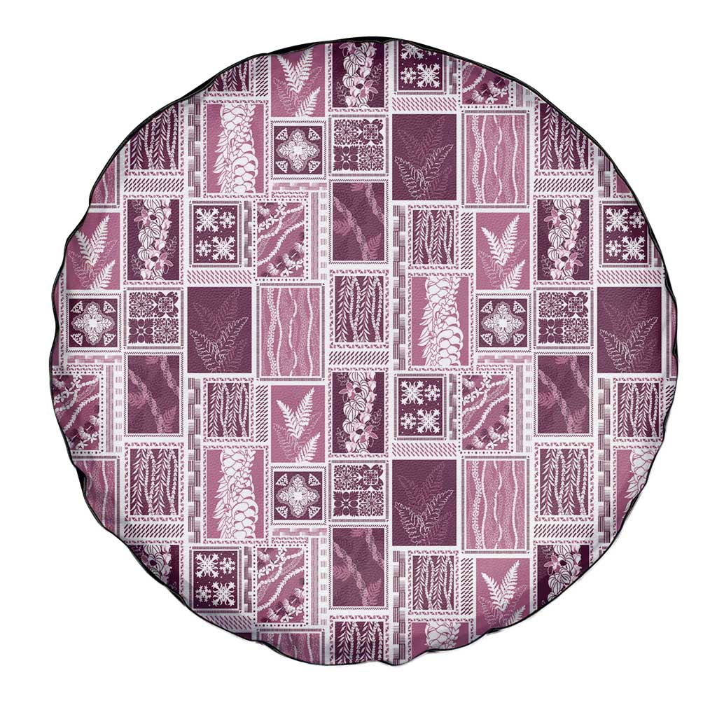 Vintage Aloha Block Quilt Spare Tire Cover Pink Inspired Lei Motifs - Polynesian Pride