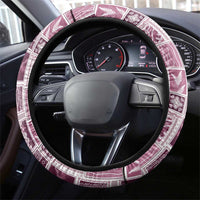 Vintage Aloha Block Quilt Steering Wheel Cover Pink Inspired Lei Motifs LT9 - Polynesian Pride
