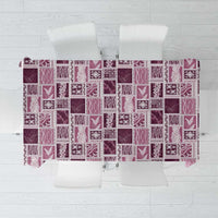 Vintage Aloha Block Quilt Tablecloth Pink Inspired Lei Motifs - Polynesian Pride