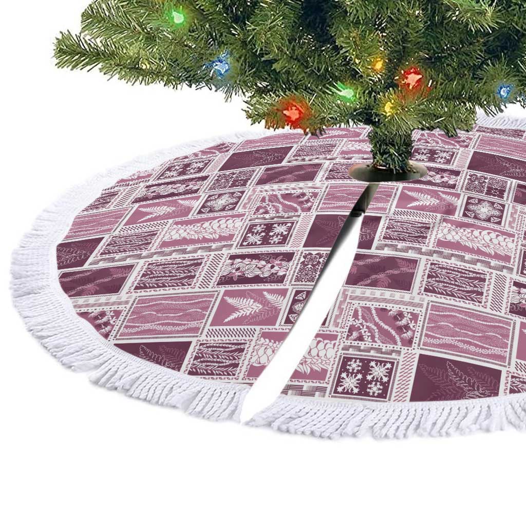 Vintage Aloha Block Quilt Tree Skirt Pink Inspired Lei Motifs - Polynesian Pride