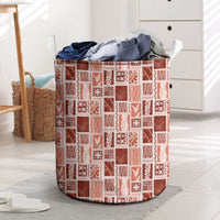 Vintage Aloha Block Quilt Laundry Basket Red Inspired Lei Motifs - Polynesian Pride