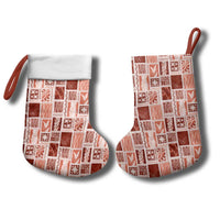 Vintage Aloha Block Quilt Christmas Stocking Red Inspired Lei Motifs - Polynesian Pride