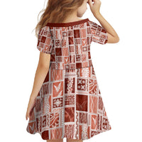 Vintage Aloha Block Quilt Family Matching Off Shoulder Maxi Dress and Hawaiian Shirt Red Inspired Lei Motifs - Polynesian Pride