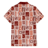 Vintage Aloha Block Quilt Hawaiian Shirt Red Inspired Lei Motifs - Polynesian Pride