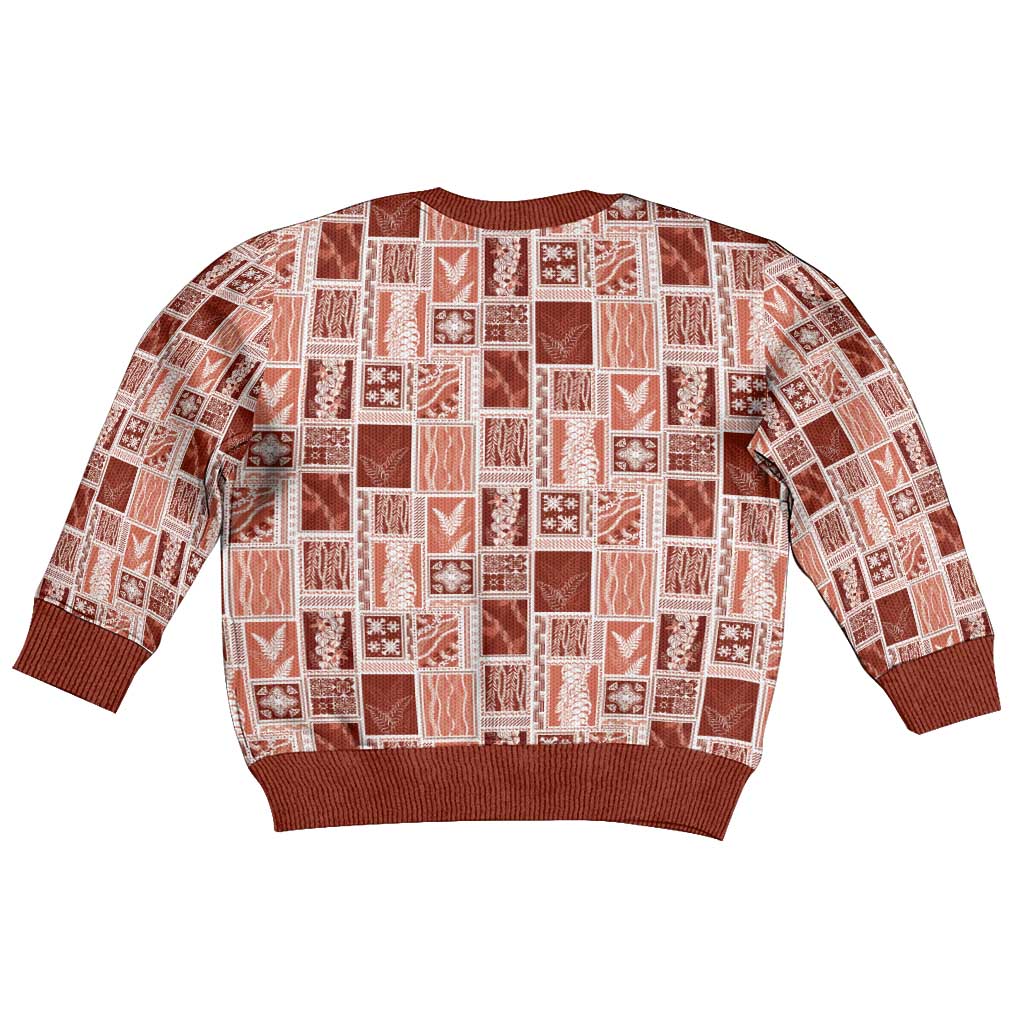 Vintage Aloha Block Quilt Kid Ugly Christmas Sweater Red Inspired Lei Motifs - Polynesian Pride