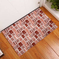 Vintage Aloha Block Quilt Rubber Doormat Red Inspired Lei Motifs - Polynesian Pride