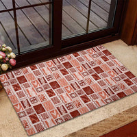 Vintage Aloha Block Quilt Rubber Doormat Red Inspired Lei Motifs - Polynesian Pride