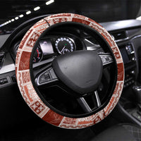 Vintage Aloha Block Quilt Steering Wheel Cover Red Inspired Lei Motifs LT9 Universal Fit Red - Polynesian Pride
