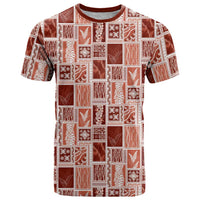 Vintage Aloha Block Quilt T Shirt Red Inspired Lei Motifs - Polynesian Pride
