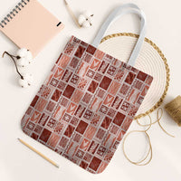 Vintage Aloha Block Quilt Tote Bag Red Inspired Lei Motifs - Polynesian Pride