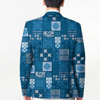 Vintage Hawaiian Quilting Patterns Blazer Blue Style Tribal Fabric Patchwork - Polynesian Pride