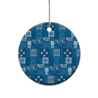 Vintage Hawaiian Quilting Patterns Ceramic Ornament Blue Style Tribal Fabric Patchwork - Polynesian Pride