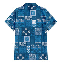 Vintage Hawaiian Quilting Patterns Family Matching Mermaid Dress and Hawaiian Shirt Blue Style Tribal Fabric Patchwork - Polynesian Pride