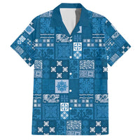 Vintage Hawaiian Quilting Patterns Hawaiian Shirt Blue Style Tribal Fabric Patchwork - Polynesian Pride