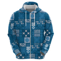 Vintage Hawaiian Quilting Patterns Hoodie Blue Style Tribal Fabric Patchwork - Polynesian Pride