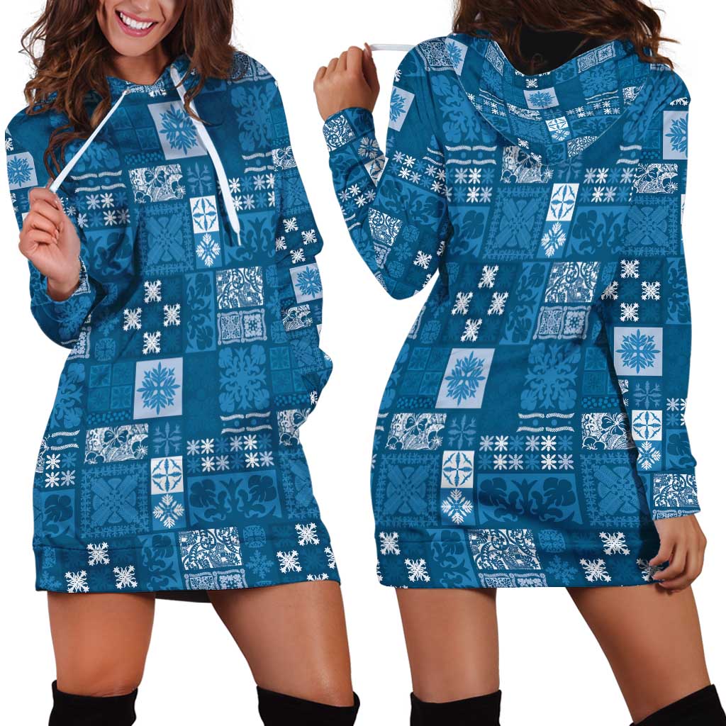Vintage Hawaiian Quilting Patterns Hoodie Dress Blue Style Tribal Fabric Patchwork LT9 - Polynesian Pride