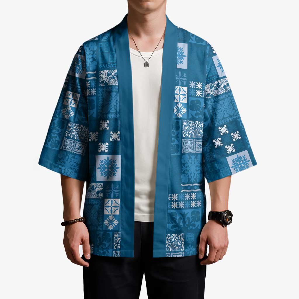 Vintage Hawaiian Quilting Patterns Kimono Blue Style Tribal Fabric Patchwork - Polynesian Pride