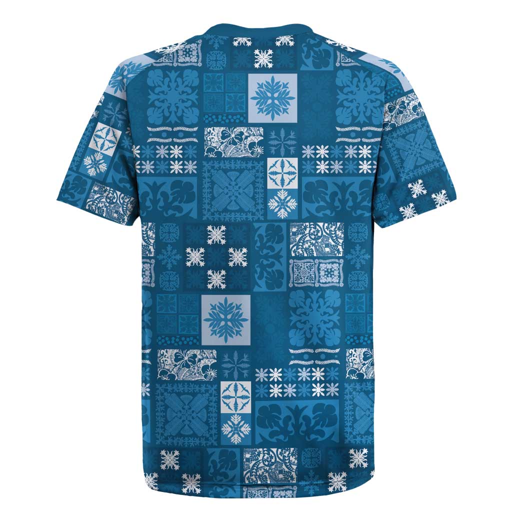 Vintage Hawaiian Quilting Patterns Rugby Jersey Blue Style Tribal Fabric Patchwork - Polynesian Pride
