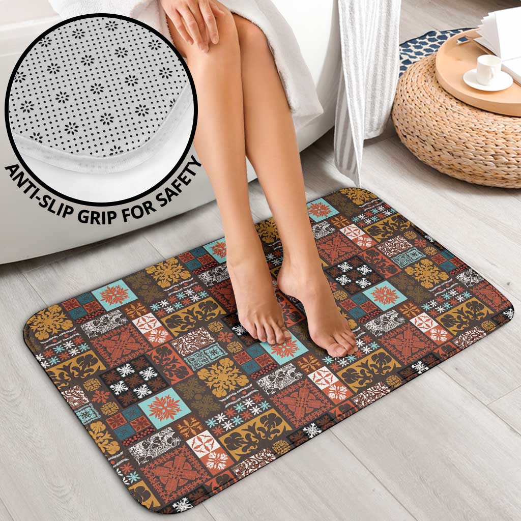 Vintage Hawaiian Quilting Patterns Bathroom Set Brown Style Tribal Fabric Patchwork - Polynesian Pride