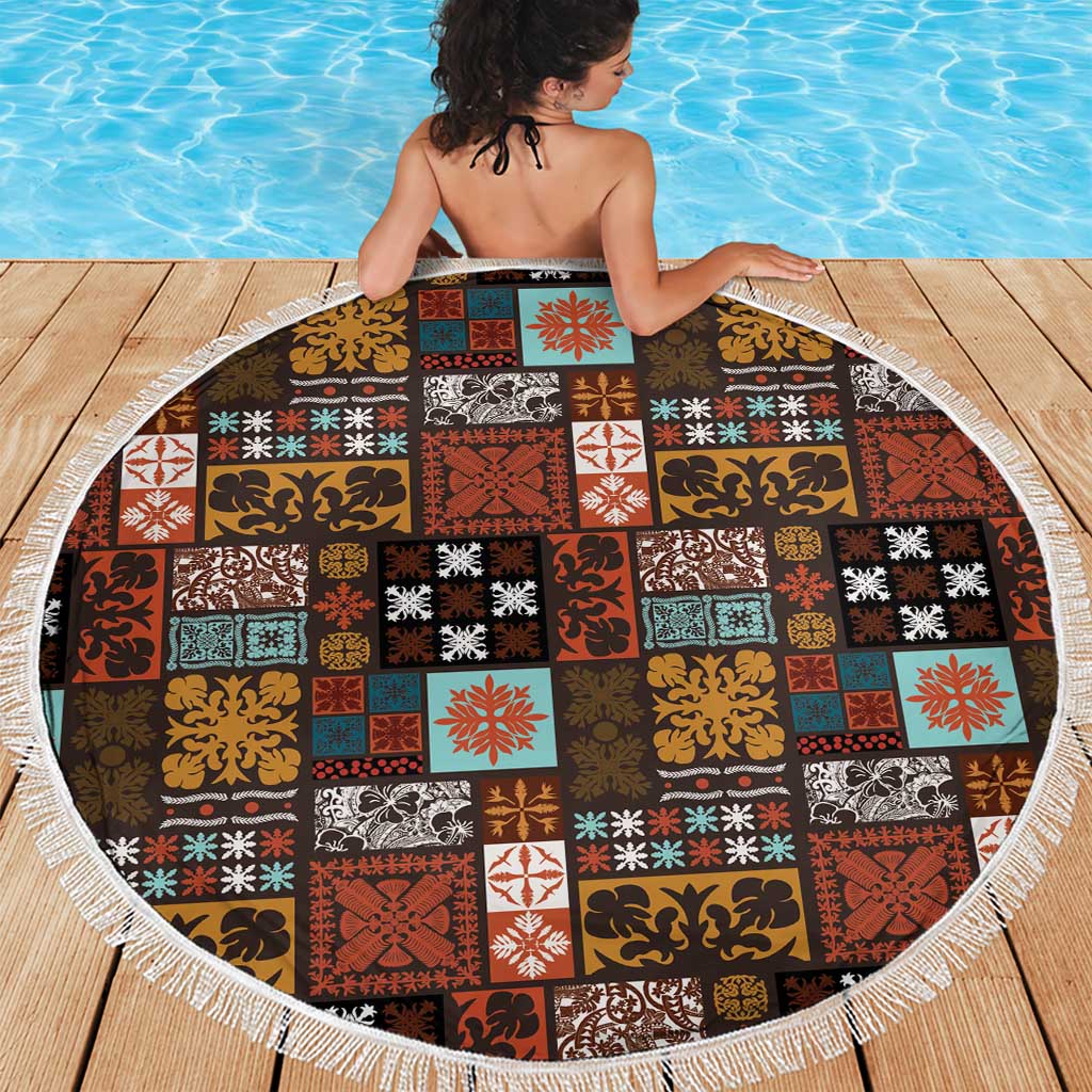 Vintage Hawaiian Quilting Patterns Beach Blanket Brown Style Tribal Fabric Patchwork - Polynesian Pride