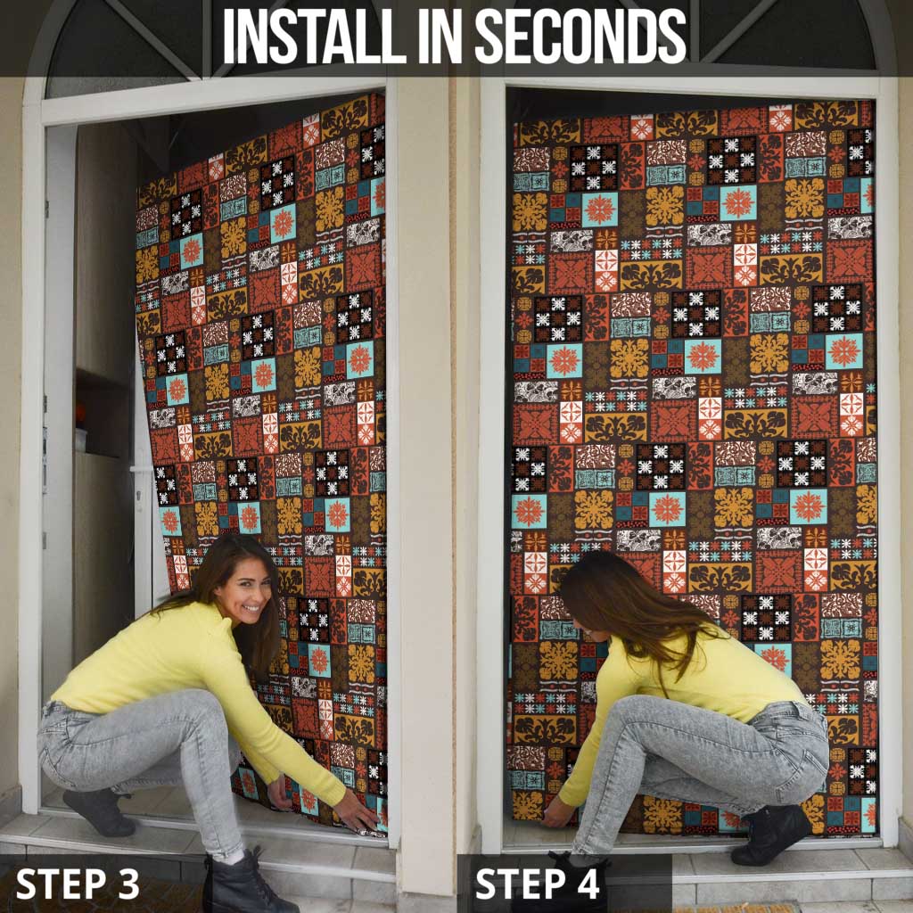 Vintage Hawaiian Quilting Patterns Door Cover Brown Style Tribal Fabric Patchwork - Polynesian Pride