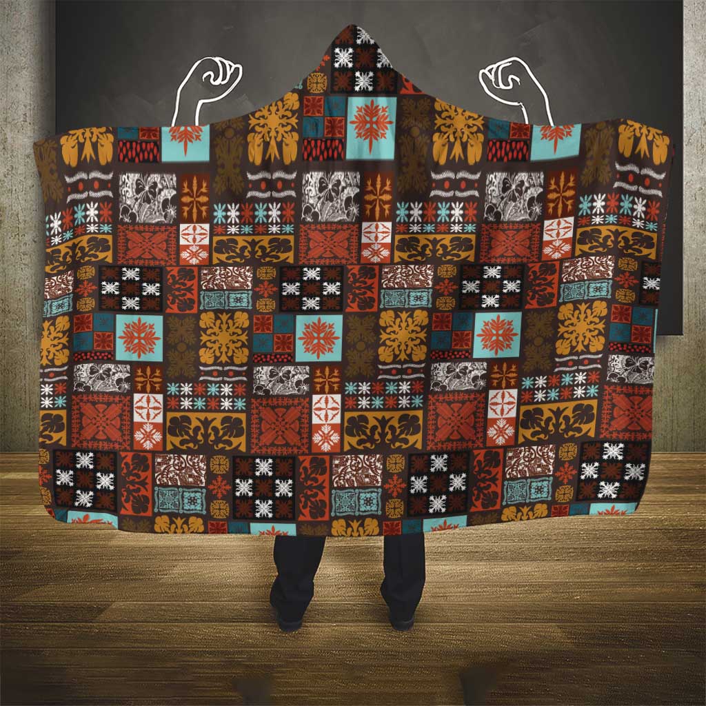 Vintage Hawaiian Quilting Patterns Hooded Blanket Brown Style Tribal Fabric Patchwork - Polynesian Pride