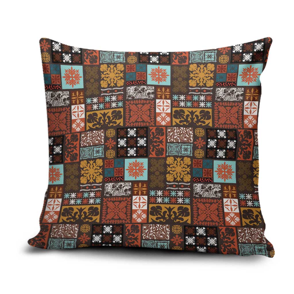 Vintage Hawaiian Quilting Patterns Pillow Cover Brown Style Tribal Fabric Patchwork - Polynesian Pride