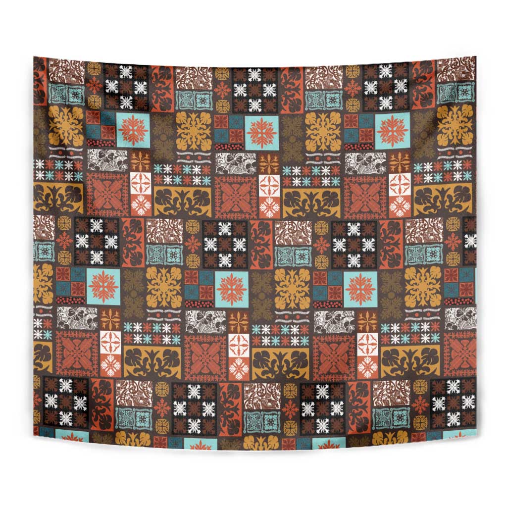 Vintage Hawaiian Quilting Patterns Tapestry Brown Style Tribal Fabric Patchwork - Polynesian Pride