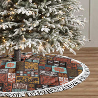 Vintage Hawaiian Quilting Patterns Tree Skirt Brown Style Tribal Fabric Patchwork - Polynesian Pride