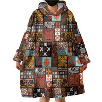 Vintage Hawaiian Quilting Patterns Wearable Blanket Hoodie Brown Style Tribal Fabric Patchwork - Polynesian Pride