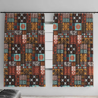 Vintage Hawaiian Quilting Patterns Window Curtain Brown Style Tribal Fabric Patchwork - Polynesian Pride