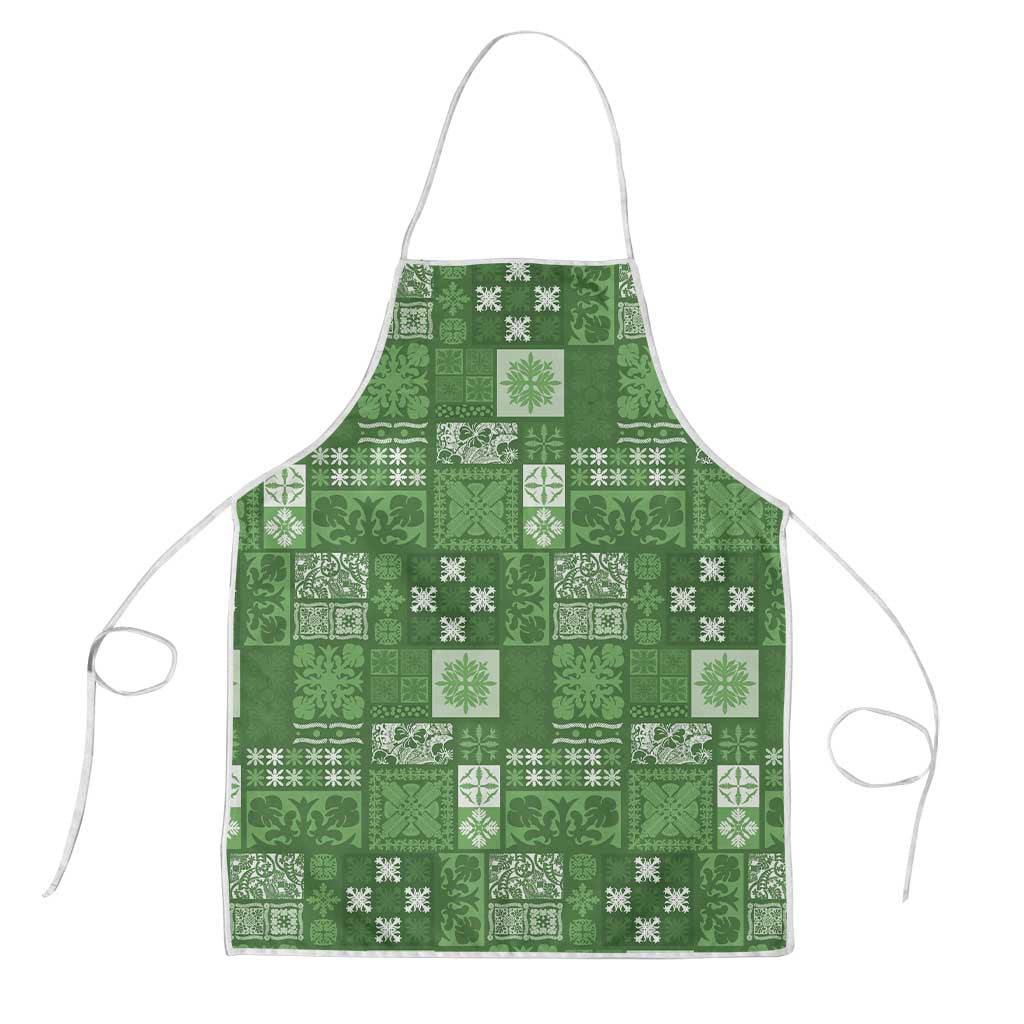 Vintage Hawaiian Quilting Patterns Apron Green Style Tribal Fabric Patchwork - Polynesian Pride