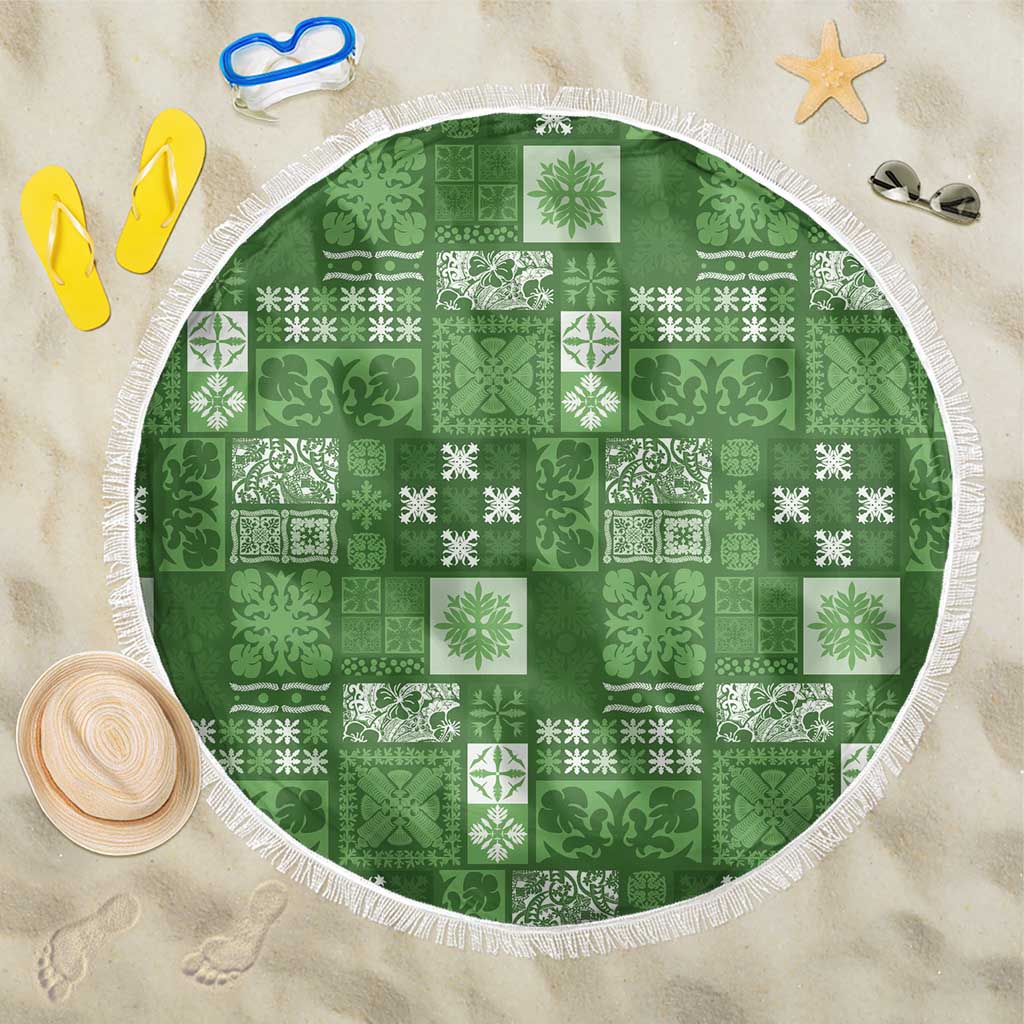 Vintage Hawaiian Quilting Patterns Beach Blanket Green Style Tribal Fabric Patchwork - Polynesian Pride