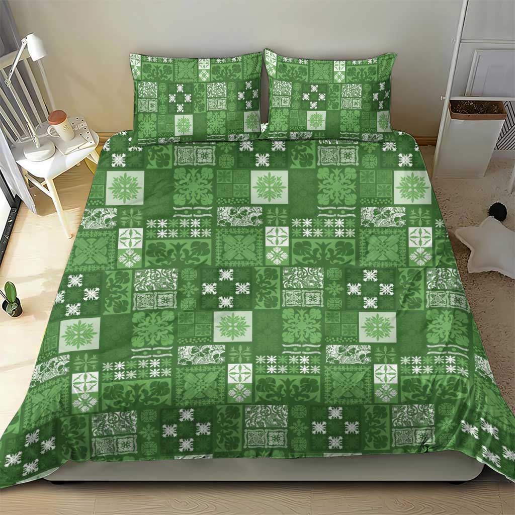 Vintage Hawaiian Quilting Patterns Bedding Set Green Style Tribal Fabric Patchwork - Polynesian Pride
