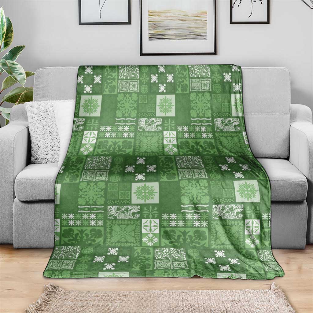 Vintage Hawaiian Quilting Patterns Blanket Green Style Tribal Fabric Patchwork - Polynesian Pride