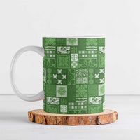 Vintage Hawaiian Quilting Patterns Ceramic Mug Green Style Tribal Fabric Patchwork - Polynesian Pride