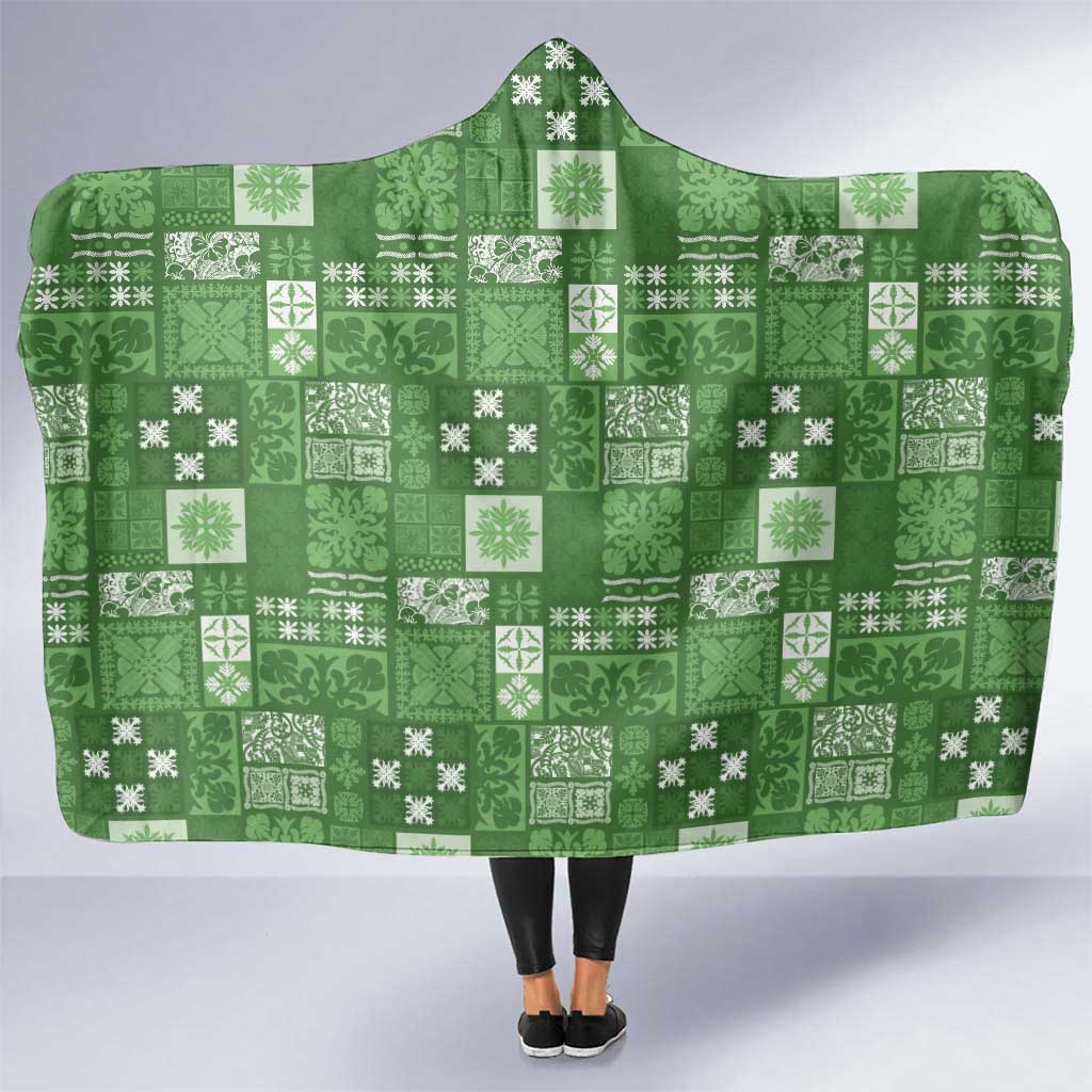 Vintage Hawaiian Quilting Patterns Hooded Blanket Green Style Tribal Fabric Patchwork - Polynesian Pride