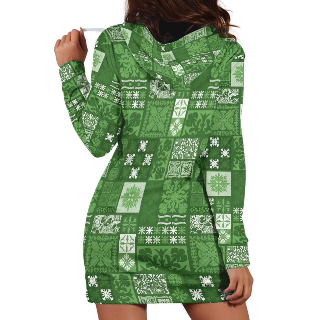 Vintage Hawaiian Quilting Patterns Hoodie Dress Green Style Tribal Fabric Patchwork LT9 - Polynesian Pride