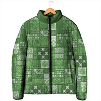 Vintage Hawaiian Quilting Patterns Padded Jacket Green Style Tribal Fabric Patchwork - Polynesian Pride