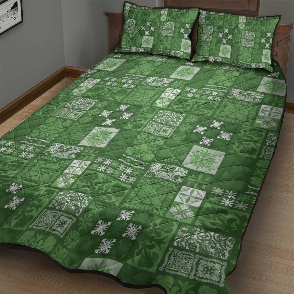 Vintage Hawaiian Quilting Patterns Quilt Bed Set Green Style Tribal Fabric Patchwork - Polynesian Pride